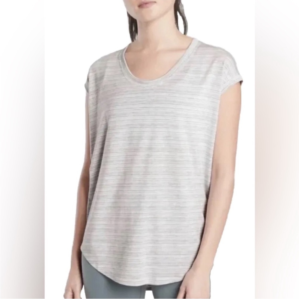 Athleta‎ Cloudlight Stratus Short Sleeve Workout Striped T Shirt Size XL